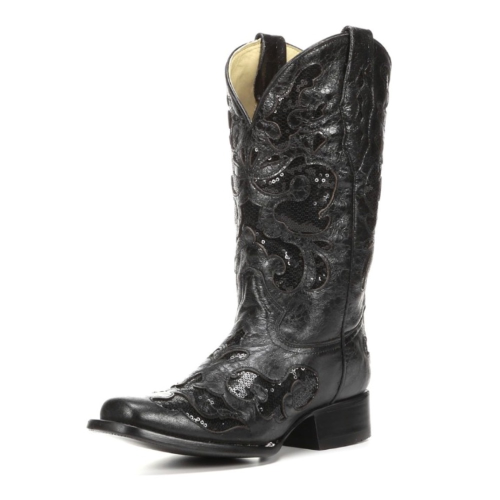 Like new Corral Cowgirl Boots Black sparkle A2931. Worn once